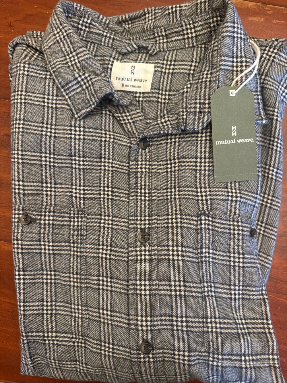 Mutual Weave Men's Gray Plaid Button-Down Shirt